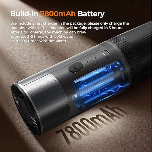 Miniatura 5 de Narcissus Máquina de café espresso eléctrica portátil para viajes, cafetera de viaje 2 en 1 de 86.6 vatios para un máximo de 0.42 oz de café en