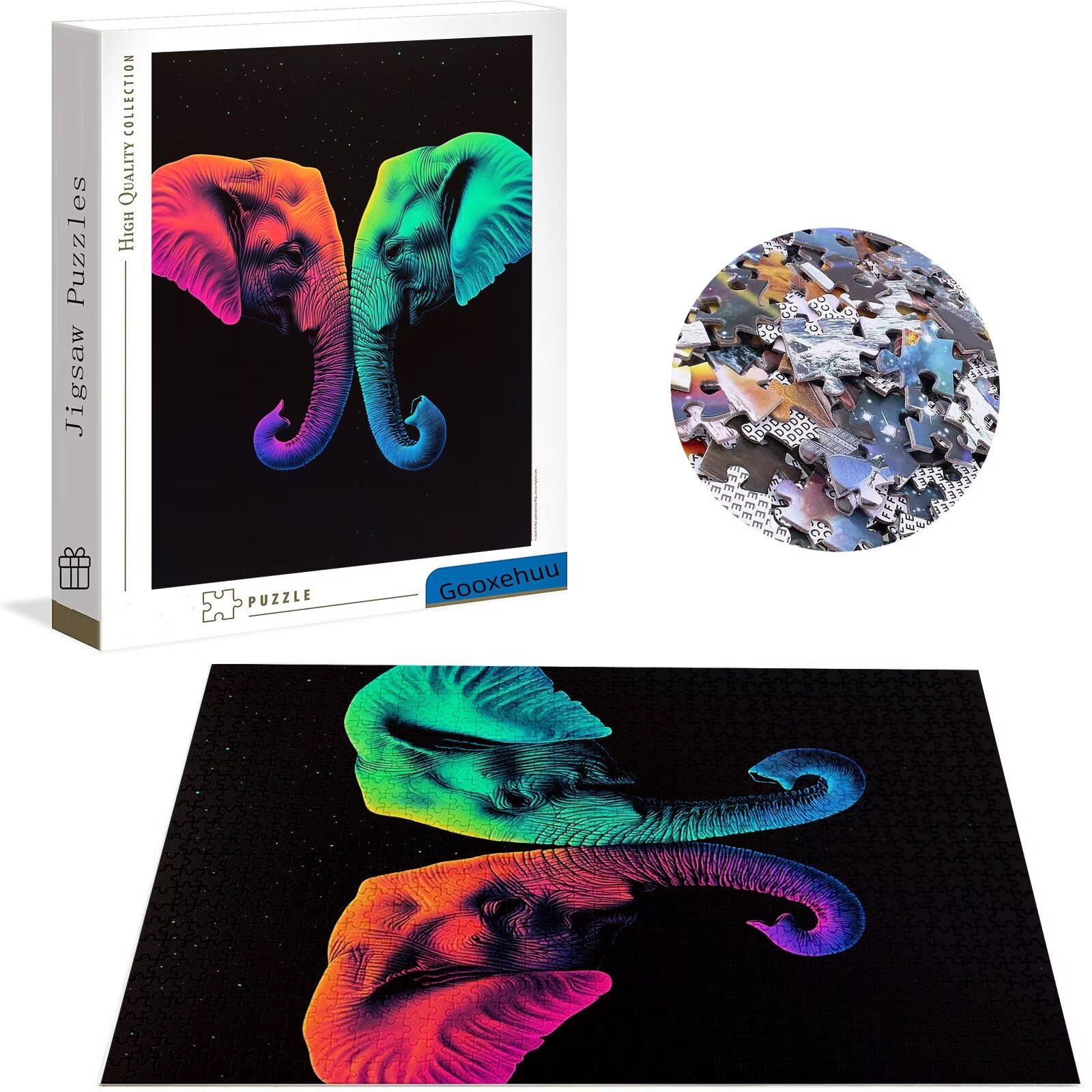 Puzzle 3000 elementów dla dorosłych 3000 elementów, puzzle ze zwierzętami, gry edukacyjne, drewniane puzzle, słoń, prezenty dla nastoletnich chłopców w wieku 14-16 lat, 122 x 81 cm, g-623