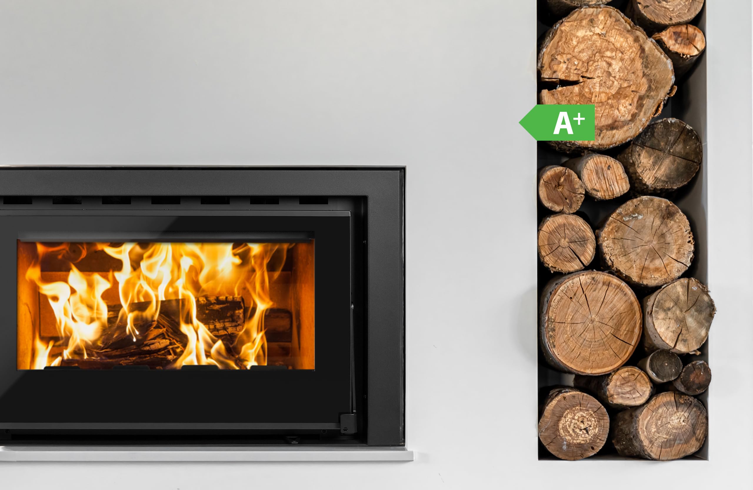 Insertable de leña Artek Vision 90 – Recuperador de calor 10,4 kW Rendimiento 75% Calienta hasta 374 m³ Acero reforzado Vermiculita Cristal panorámico