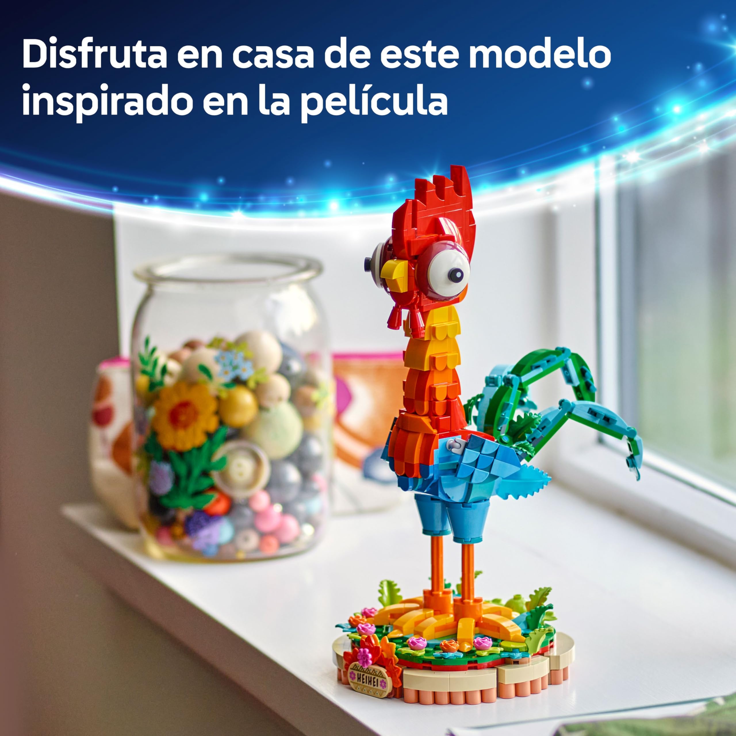 LEGO | Disney Vaiana 2 Heihei Juguete de Construcción - Figura Articulada de Animal con Cabeza Giratoria, Alas Móviles y Plumas en la Cola con Base de Exposición - Regalo para Niñas de 9+ Años 43272