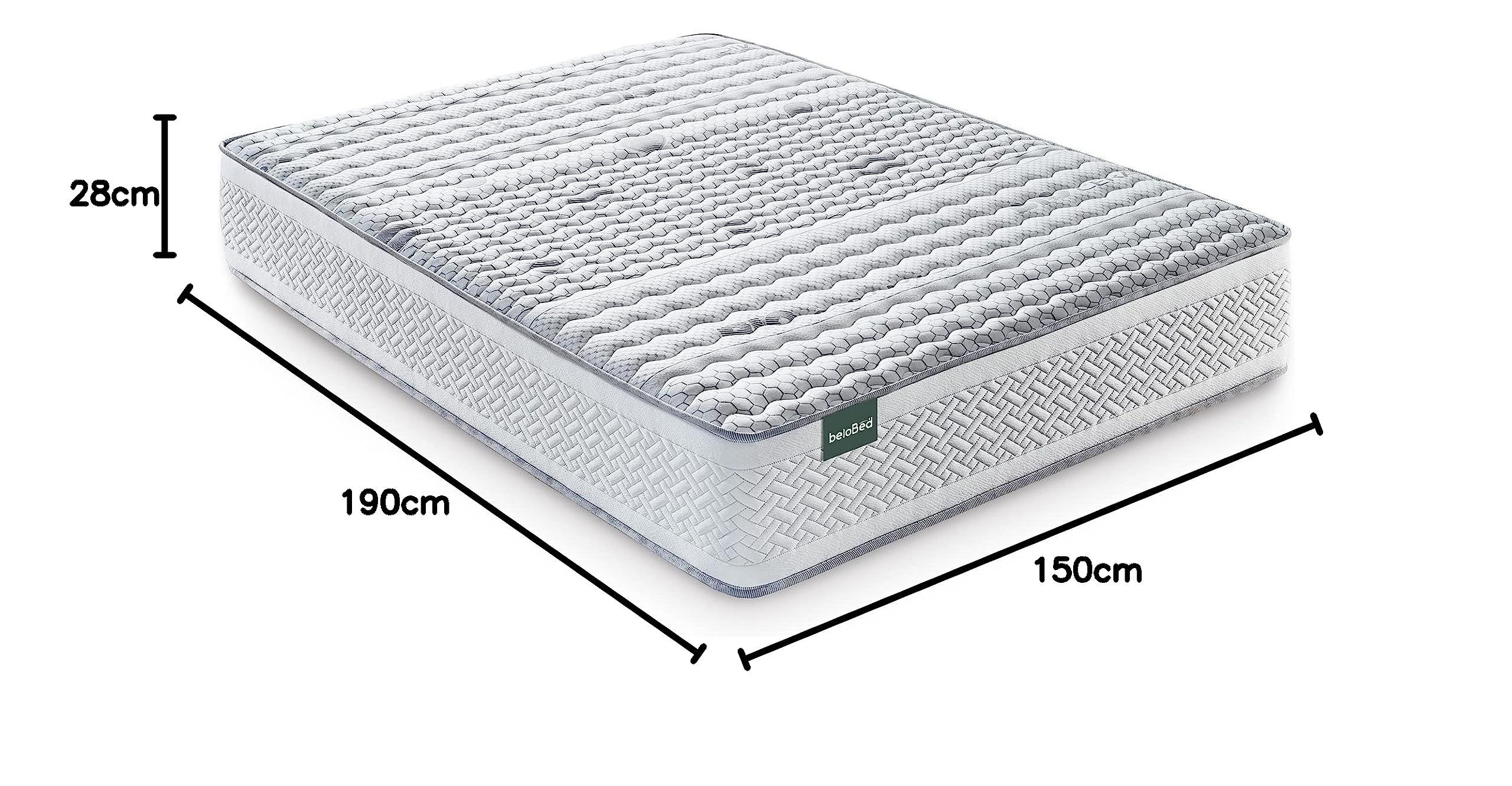 Colchones 150x190 Colchón Viscoelastica Reversible Altura 28 cm Firmeza Media Resistente Transpirable Enrollado Comodo. Airluxe