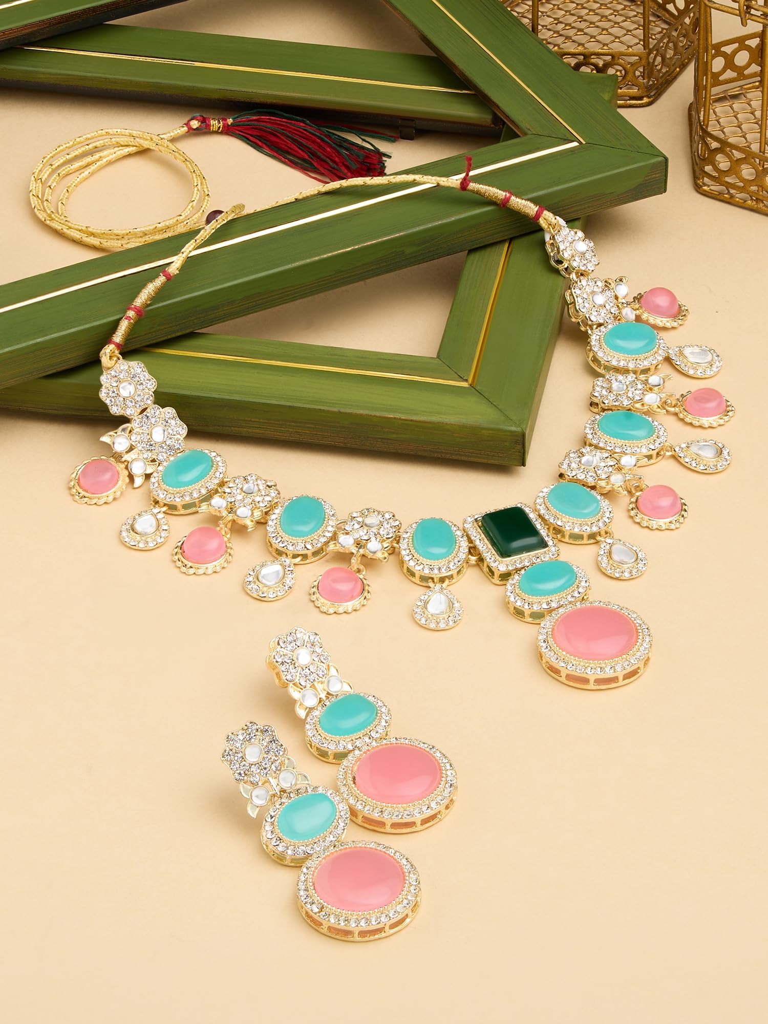 Austrian Diamonds Choker Necklace & Earring Set - ZPFK17552