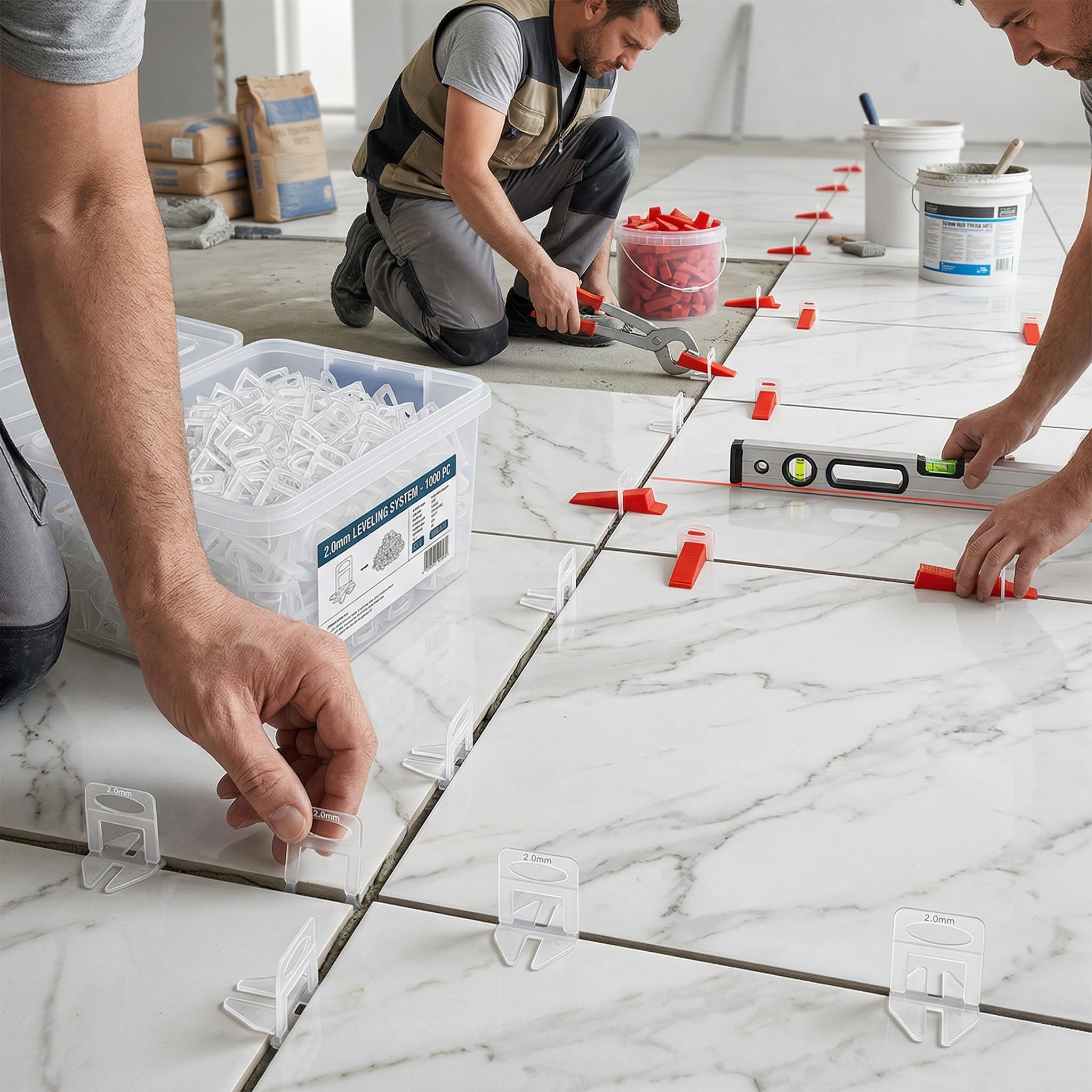 Sistema de nivelación de baldosas, 600 Piezas, cuñas para Azulejos y Base de 1,5 mm, para Colocar baldosas en Suelos y Paredes, Reutilizable, fácil de Usar