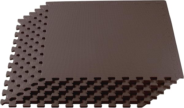 We Sell Mats 1/2 Inch Thickness Multipurpose EVA Foam Floor Tiles, Interlocking Floor Mat for Indoor Gym and Home Use, 24 in x 24 in, Brown, 48 Square Feet 12 Tiles