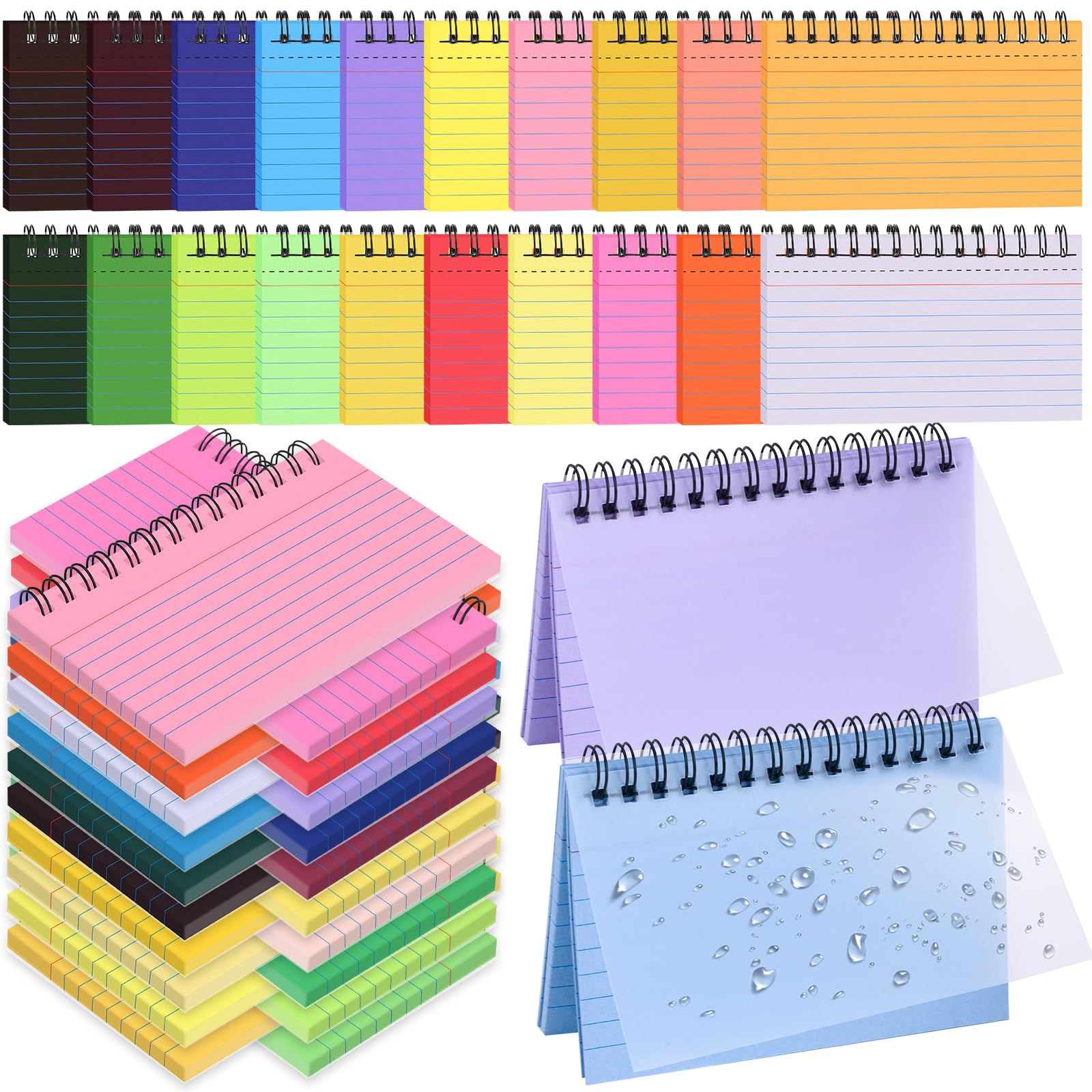 1000 PCS Spiral Index Cards 4x6 Inch Lined Flash Note Notecards