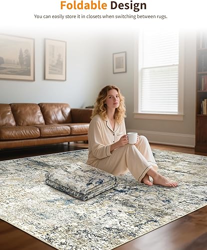 Miniatura 59 de Alfombras de área de 5 x 7 pies para sala de estar, antideslizante, lavable, resistente a las manchas, alfombra abstracta moderna de gran área