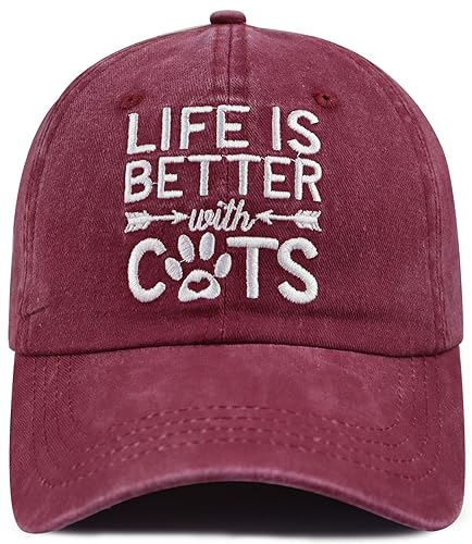 Life is Better with Cats Hat for Men Women, Funny