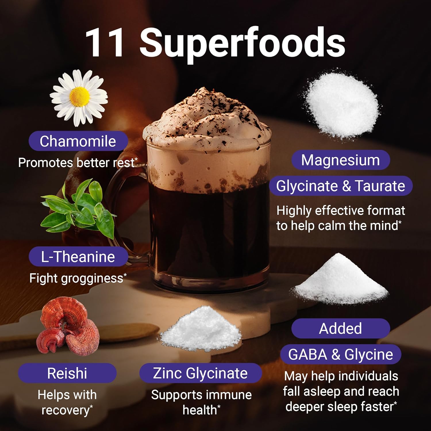 MoonBrew Nighttime Extra Strength Magnesium Hot Cocoa, Natural Sleep Aid Drink Mix for Adults - Calming Melatonin-Free Sleep Support - Hot Chocolate Powder with L-Theanine, Chamomile & Zinc Glycinate - Image 7