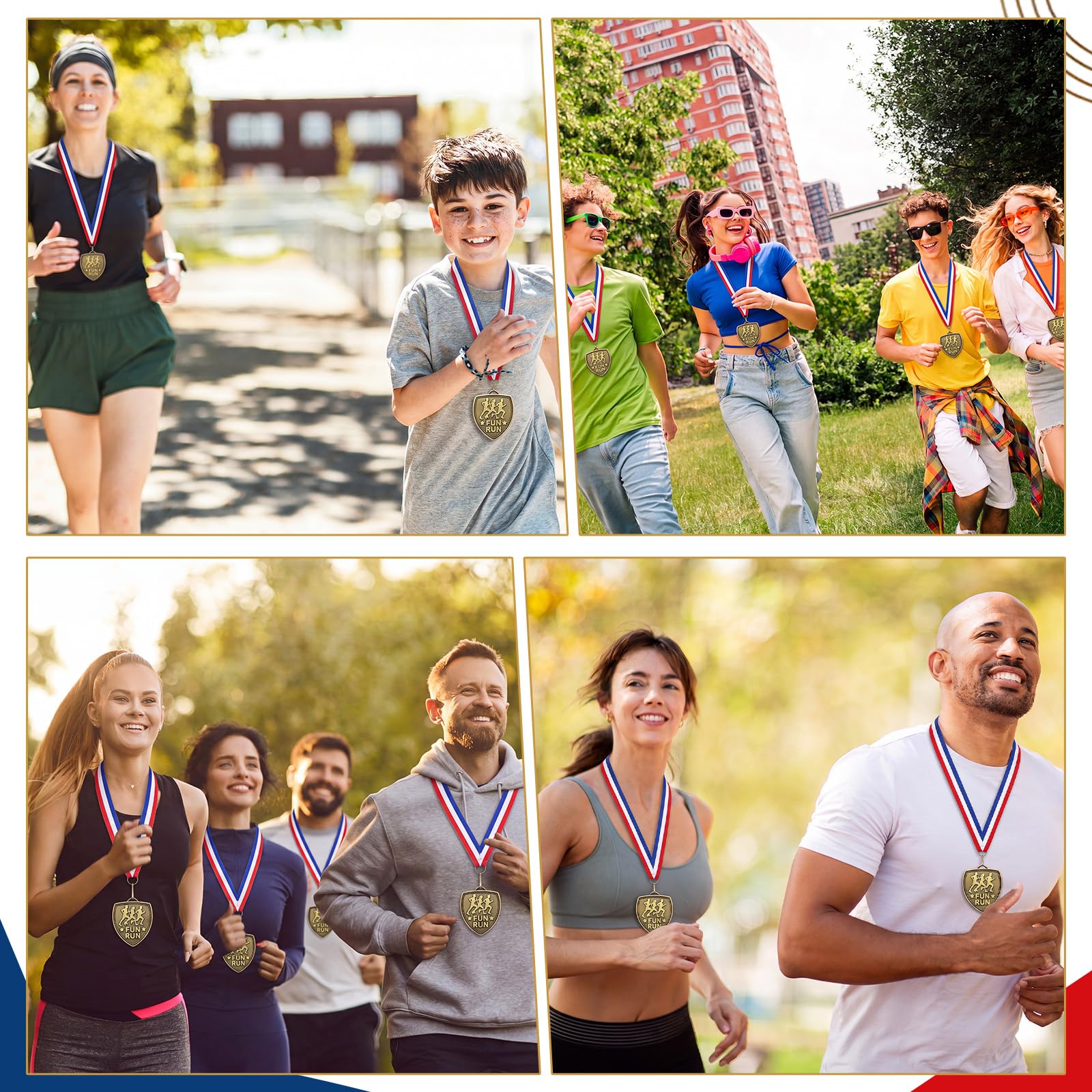 Kenning 20 medaglie premio sfuse 6,1 cm medaglie sportive in bronzo con nastri per il collo bandiera medaglie trofeo di calcio vincitore partecipazione premio regali per giochi sportivi eventi feste