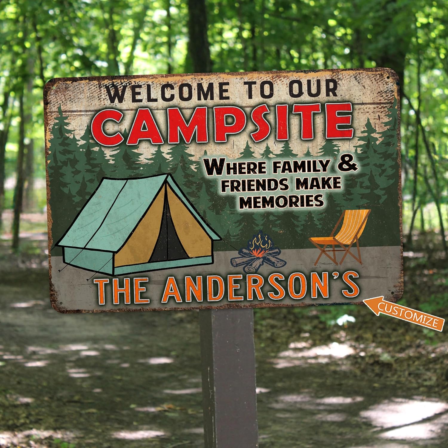 Welcome To Our Campsite Personalized Signs Campsite Décoration Camper Decorations RV Décor Camping Décor Outdoor Signs Camping Decoration Backyard Signs Camper Gifts Made In USA 108122002027