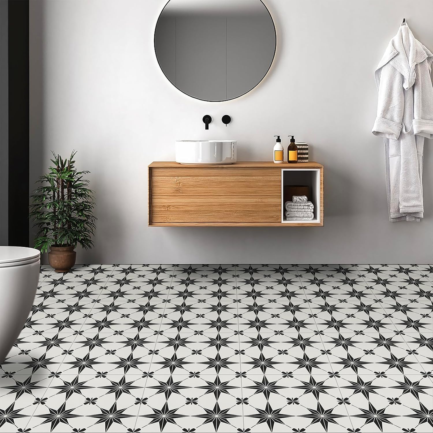 Dureidos Peel and Stick Floor Tiles: 12"x12" Self-Adhesive Easy to Install Tile Sticker, Waterproof Vinyl Flooring,for Bathroom, Kitchen, Bedroom, 20PCS Covering 20 sq.ft. White