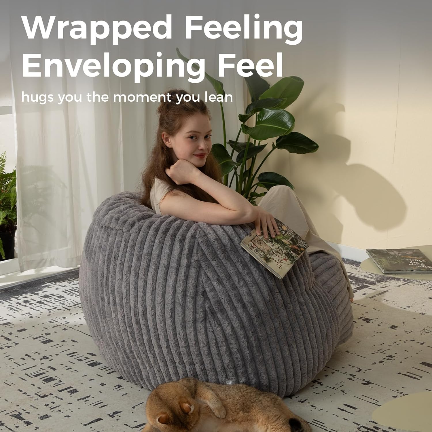 Bean Bag Chair for Adults and Teens, Comfy Cozy Bean Bag Chairs,Beanbag Chair for Dorm Lazy Couch Sofa Chair Living Room Gaming,Reading