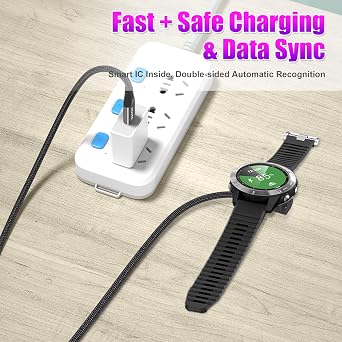 AGVEE 2 Pack 3.3ft USB-C Garmin Watch Charger, L-Shape Charging Cable | For Approach, BarkLimiter, D2, Enduro, Epix, Fenix, Forerunner, Instinct, Quatix, Tactix, Venu, Vivoactive, Vivomove