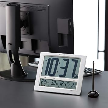 Rhythm Citizen 8RZ140-019 Wall Clock, Dual Use, Radio Clock with Temperature and Hygrometer, Silver, 7.6 x 9.5 x 1.3 inches 19.4 x 24.2 x 3.2 cm