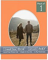 Vista 13 de CountryArtHouse Marco ovalado de 11 x 14 pulgadas, sin ácido, con núcleo blanco, corte biselado para fotos de 8 x 10 pulgadas, se adapta a marcos