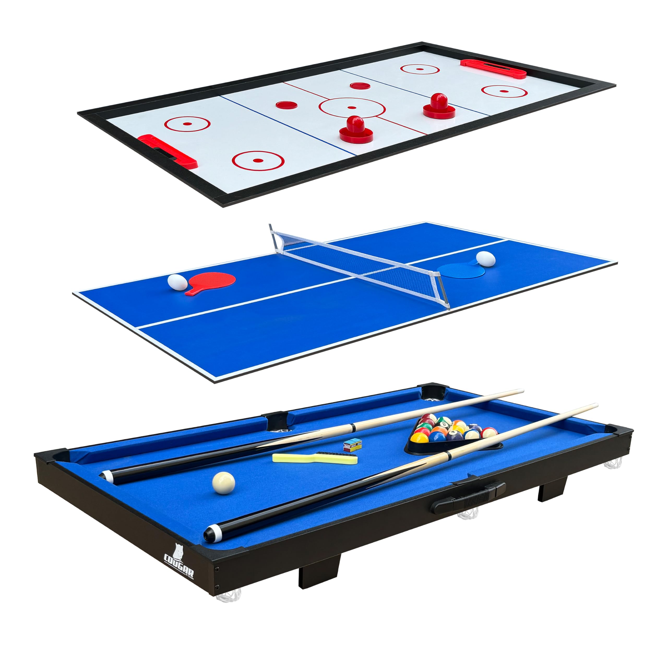Cougar All-​in-​One 3-​in-​1 Table Multi Jeux en Bleu | Mini Table de Jeu Multi-​Fonctions | Multigame