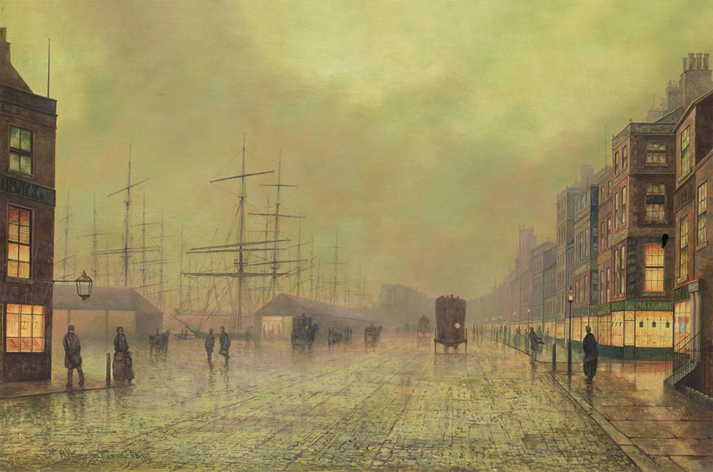 ARTXLXXBN Famous Prints Artwork Pictures Poster Painting Art Glasgow Docks Artwork Landscape Pictures for Home Decor 60x90cm