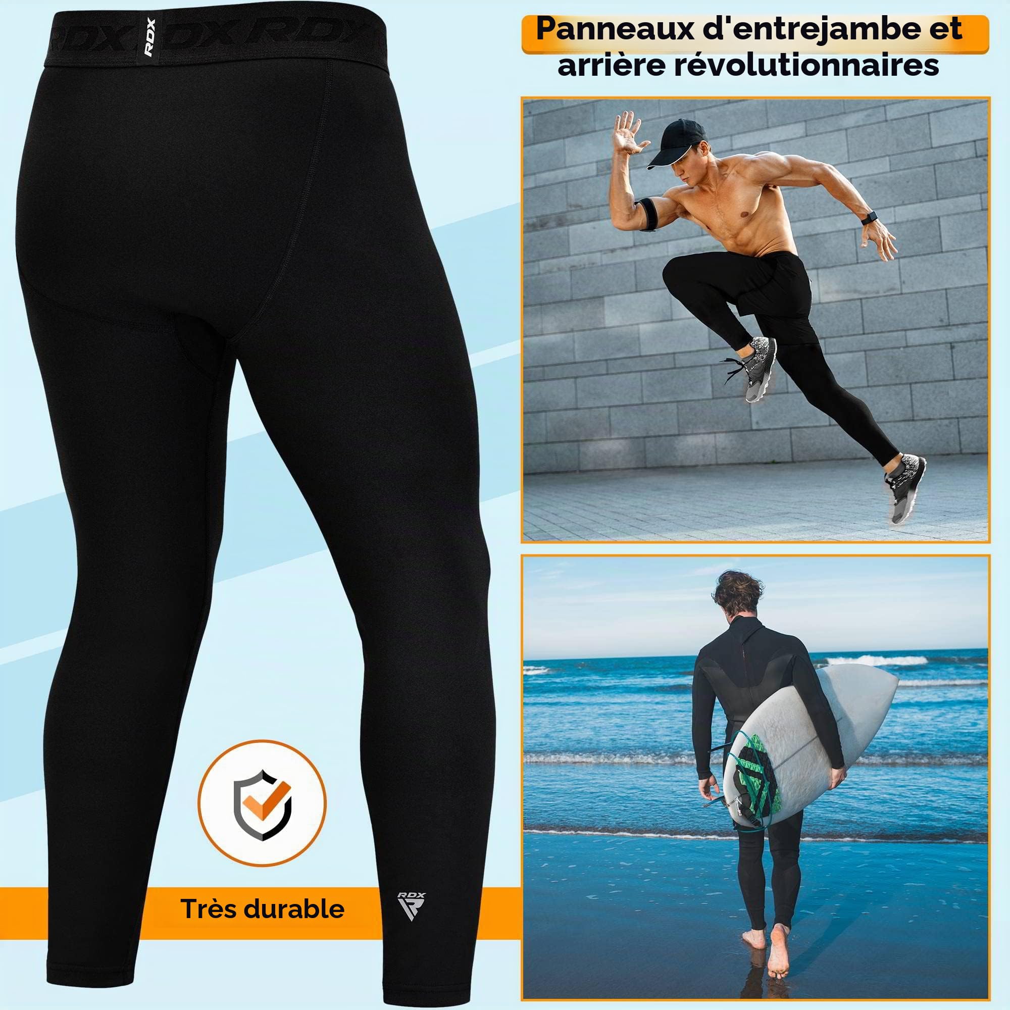 RDX MMA Pantalon de Compression Thermique, Pantalon avec Couches de Base, Sport Triathlon Gym Workout Running Training Boxe Fitness Pantalon de Cyclisme, Quick Cool Dry Tights Caleçon
