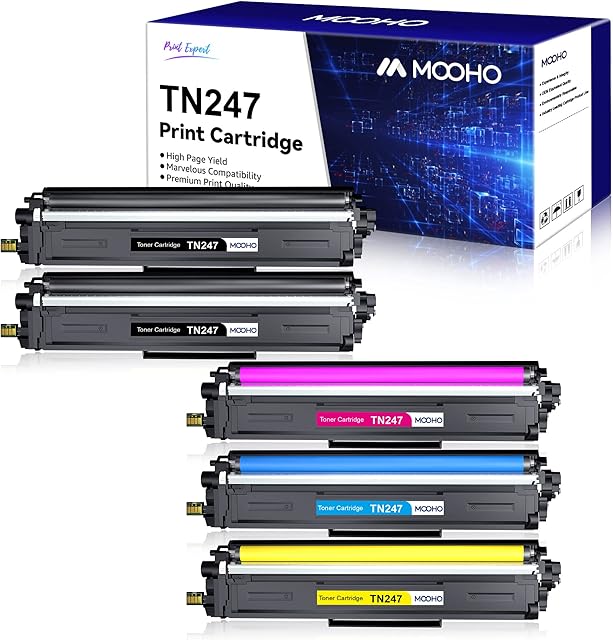 MOOHO TN-243CMYK Toner Value Pack TN247 Toner Cartridges TN243 Compatible for Brother DCP-L3550CDW HL-L3210CW DCP-L3510CDW HL-L3230CDW MFC-L3710CW MFC-L3770CDW MFC-L3750CDW HL-L3270CDW (5 Pack)