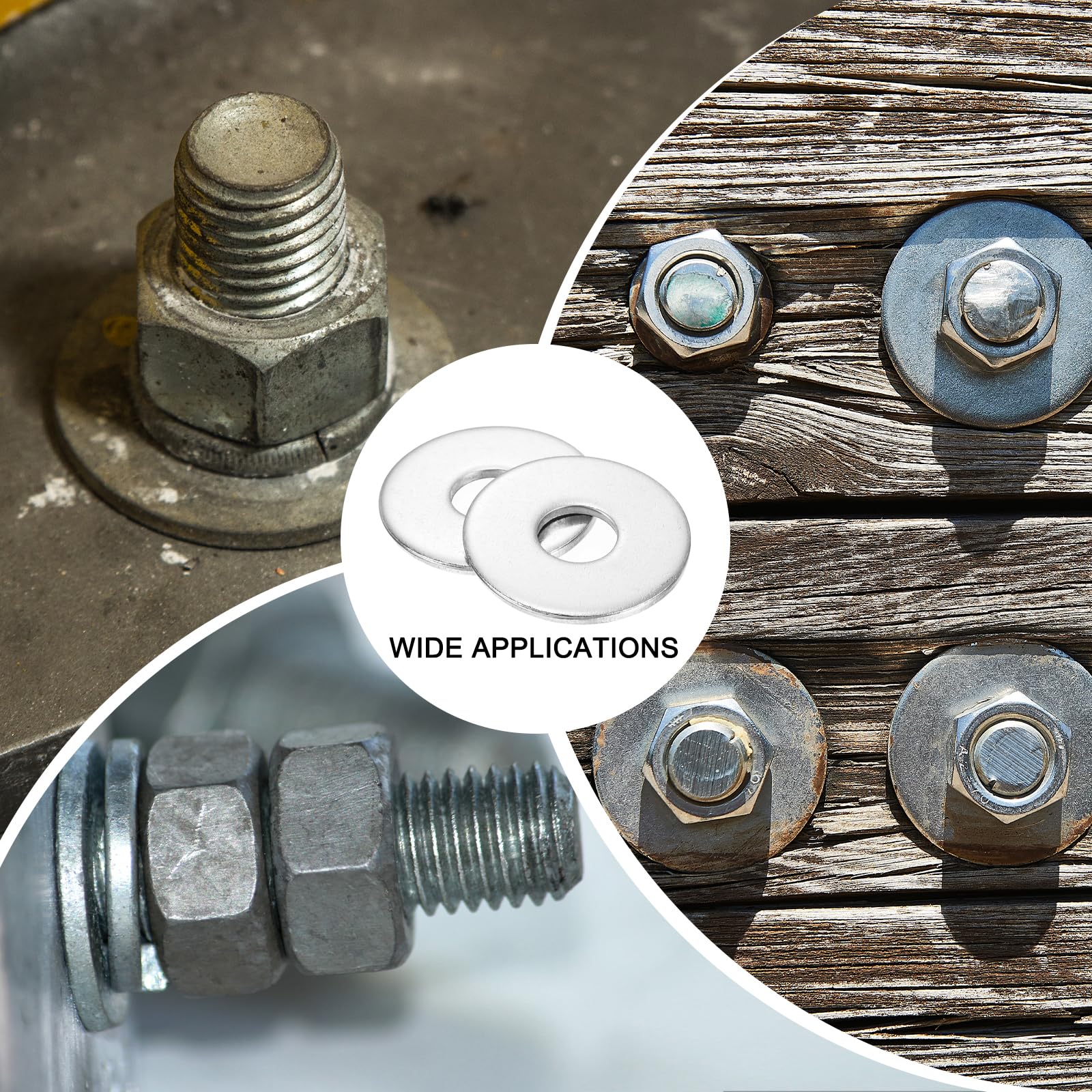 Uxcell 100Pcs M6 Flat Washers - Carbon Steel 6.4mm ID X 12mm OD Black Washers