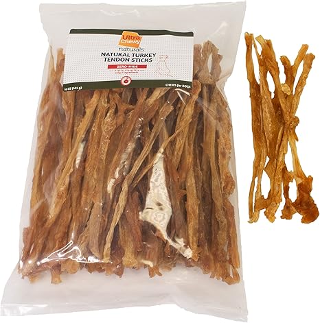 Ultra Chewy Turkey Tendon Sticks for Dogs - Premium All-Natural, Ingredient Sourced from USA (1 Lb Pack)