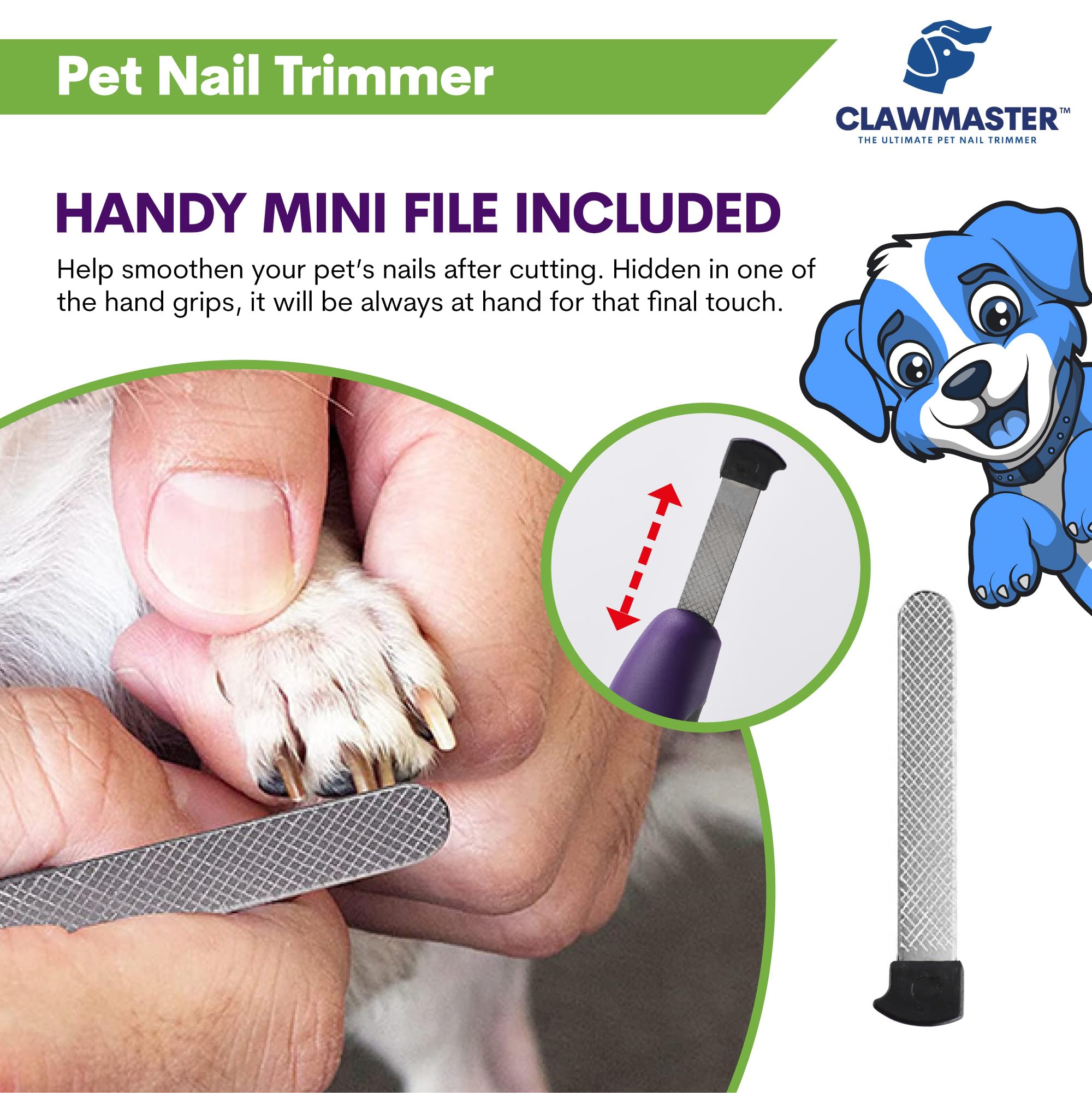 Claw Master - Cortaúñas para mascotas, LED brillante, duradero, preciso y seguro, herramienta de aseo para perros, gatos y otras mascotas con hoja de acero inoxidable de 3.5 mm y protector de