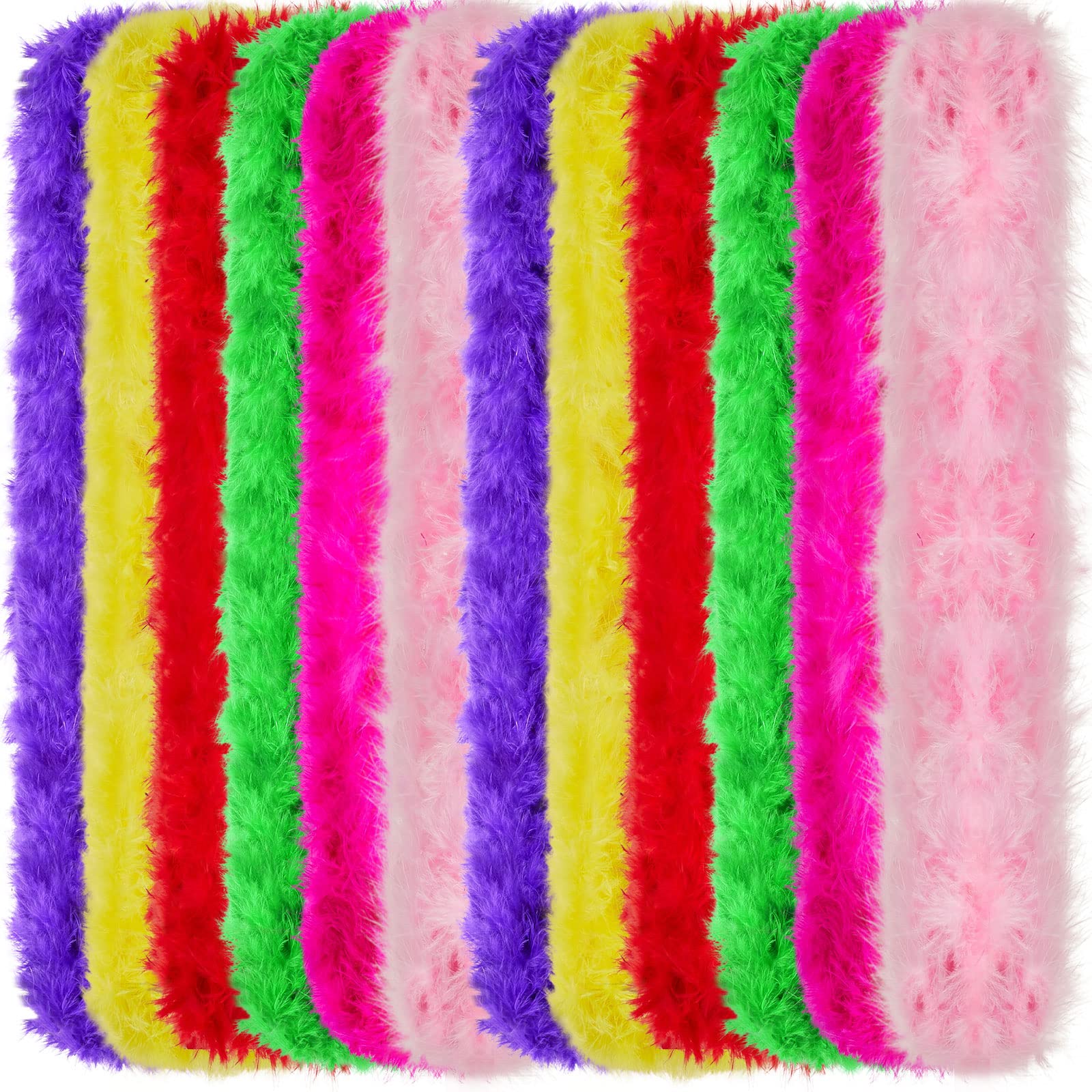 Juexica24 Pcs Feather Boas Colorful Boas for Party Bulk Thin Plush Turkey Feather Scarf for Women Men Halloween Costume Party Wedding Birthday Christmas