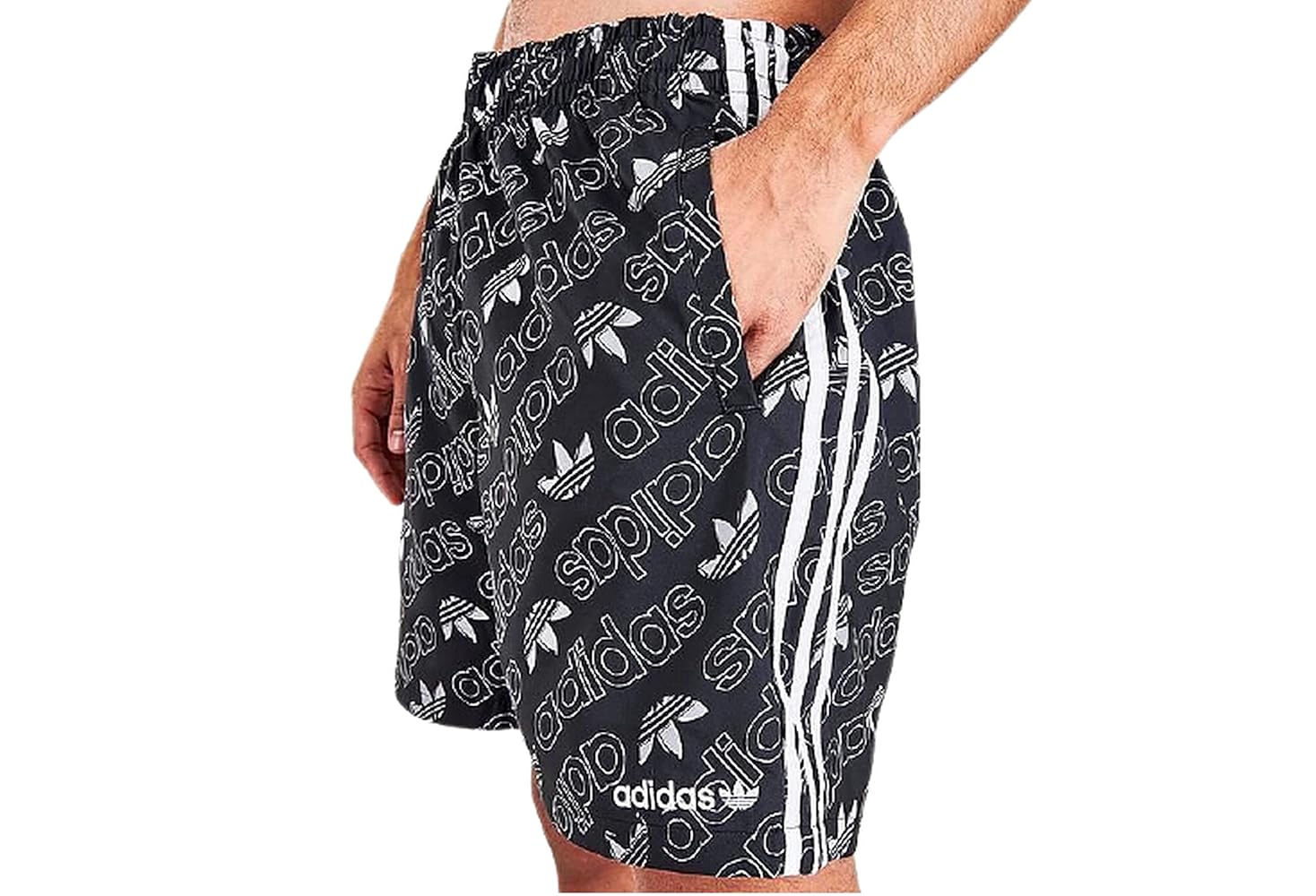 ^_^  adidas Originals Mens Mono Allover Logo Print Swim Shorts