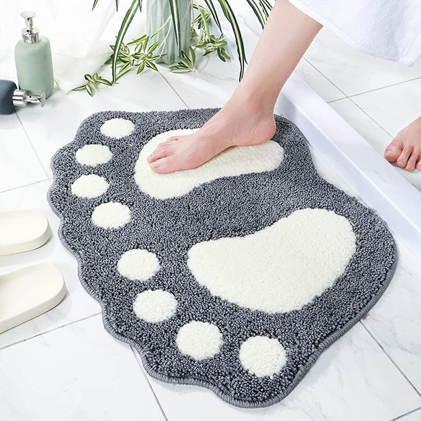 Non Slip Bathroom Rug, Soft Absorbent Bath Mat & Floor Rugs for Shower, Kitchen-Machine-Washable Used in Bathroom, Shower, Room, Etc, 40x60cm (Grey)