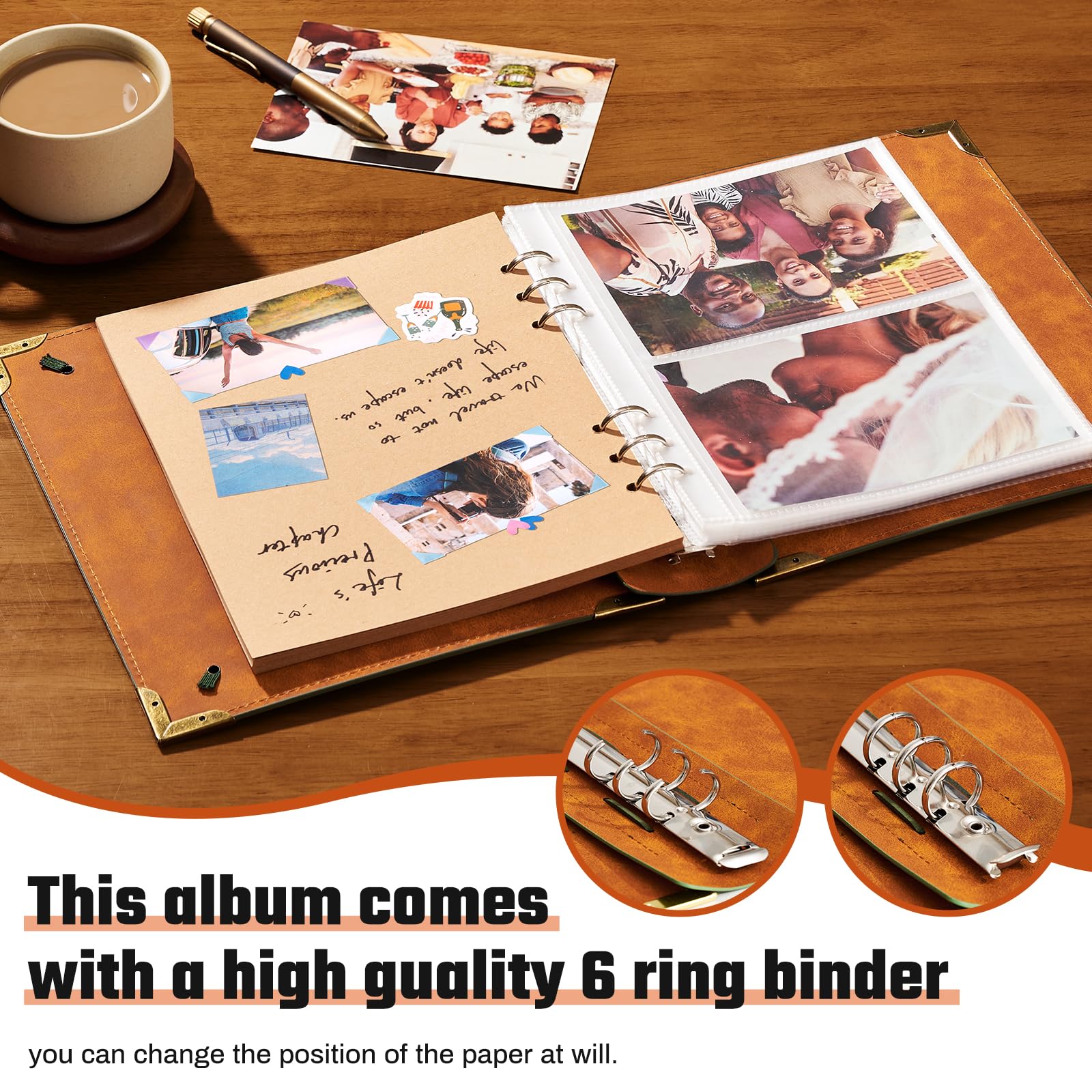 OVESMUSL Álbum de fotos de 4 x 6 pulgadas, espacio de escritura, 120 fotos