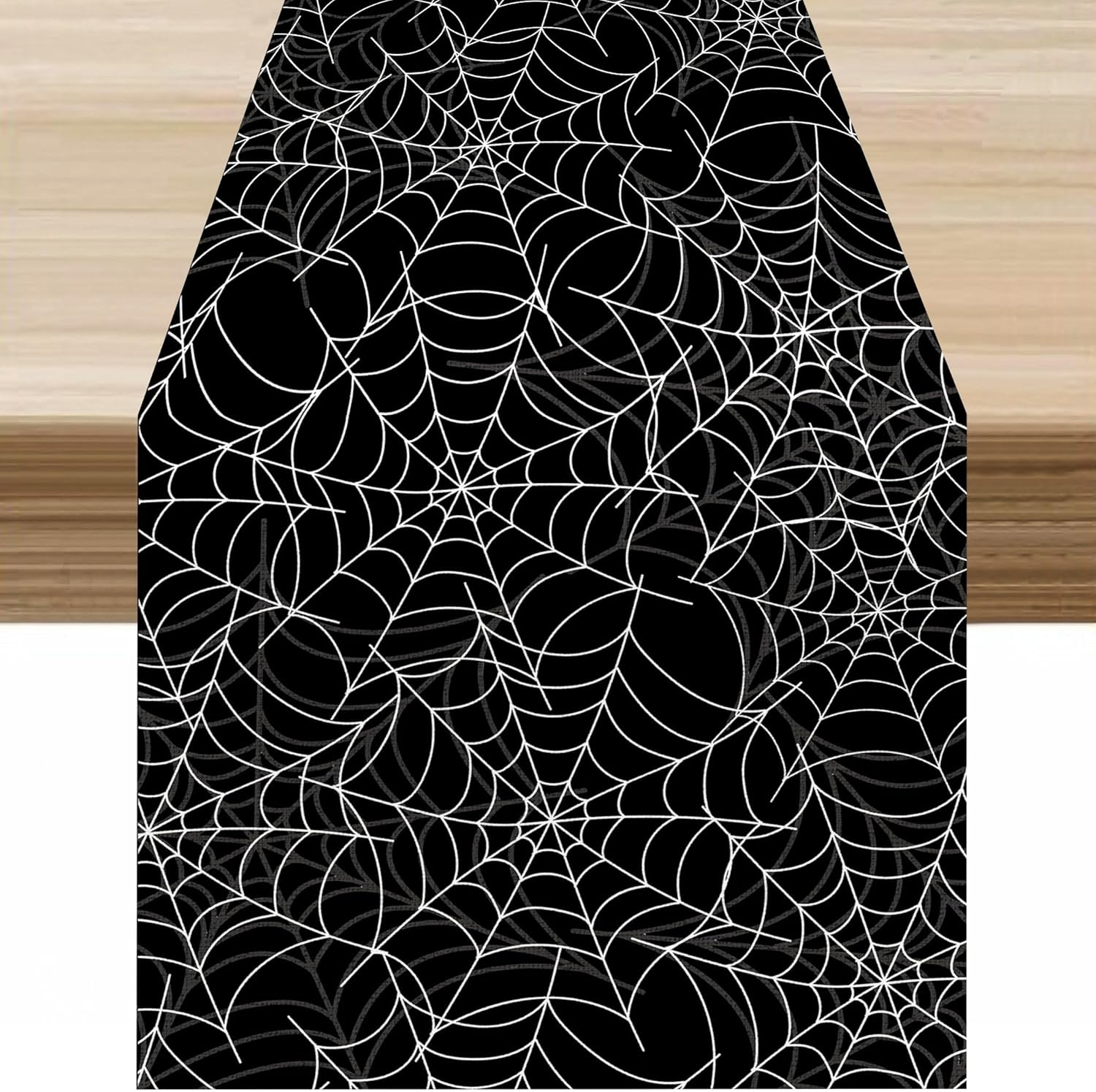 Halloween Table Runner Cartoon Minimalist Rustic Dark Abstract Spider Web Table Top Dining Kitchen Wedding Party 13x120 Inch