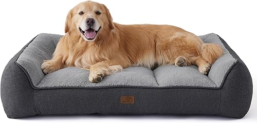Bedsure XL Plus - Camas ortopédicas para perros de tamaño grande, sofá extra grueso de apoyo para perros con funda impermeable lavable, sofá cama