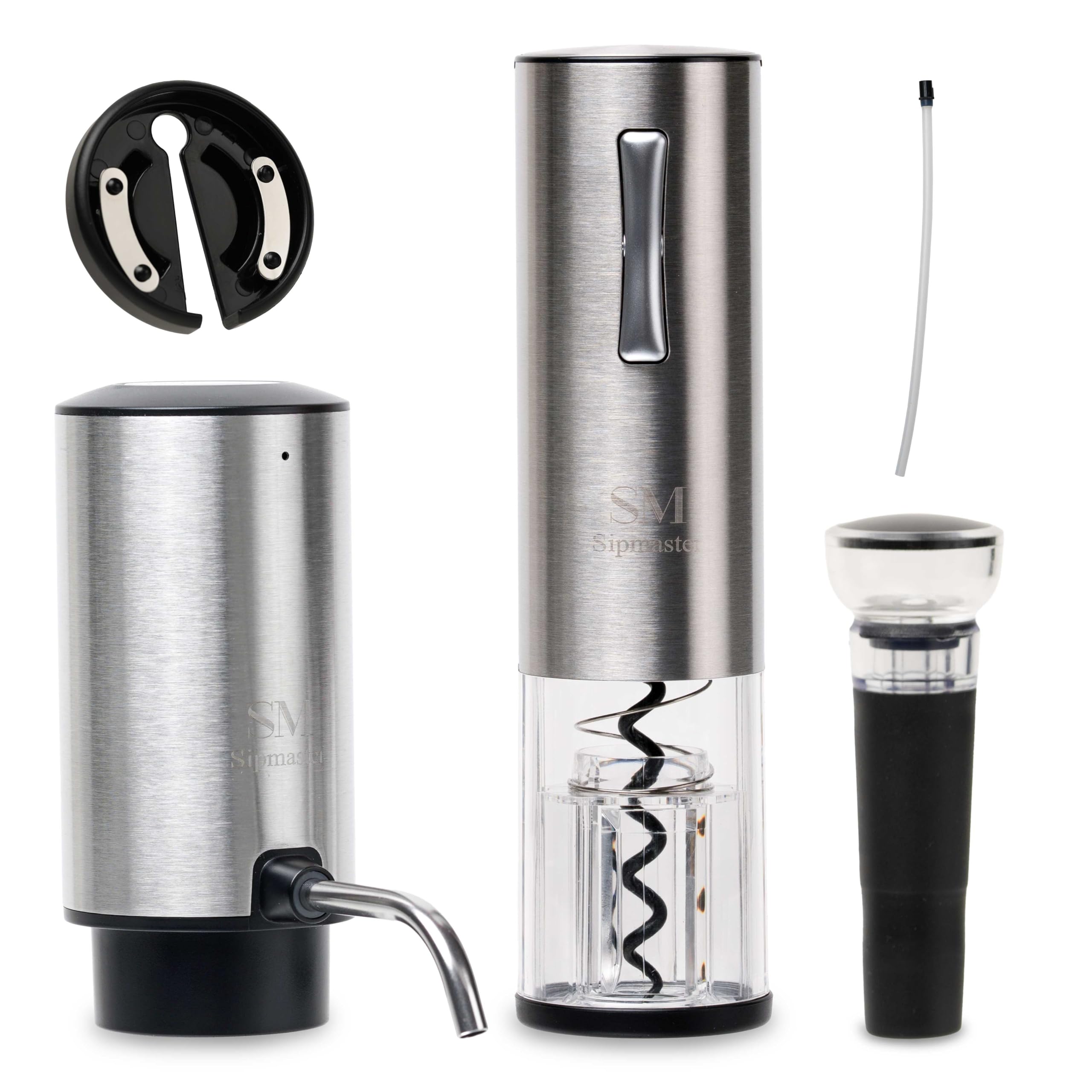 Rechargeable Electric Wine Opener Set with Wine Aerator, Foil Cutter, Bottle Stoppers, and Wine Aerator Pourer Spout — Perfect for Home, Bar, Parties & Outdoors
