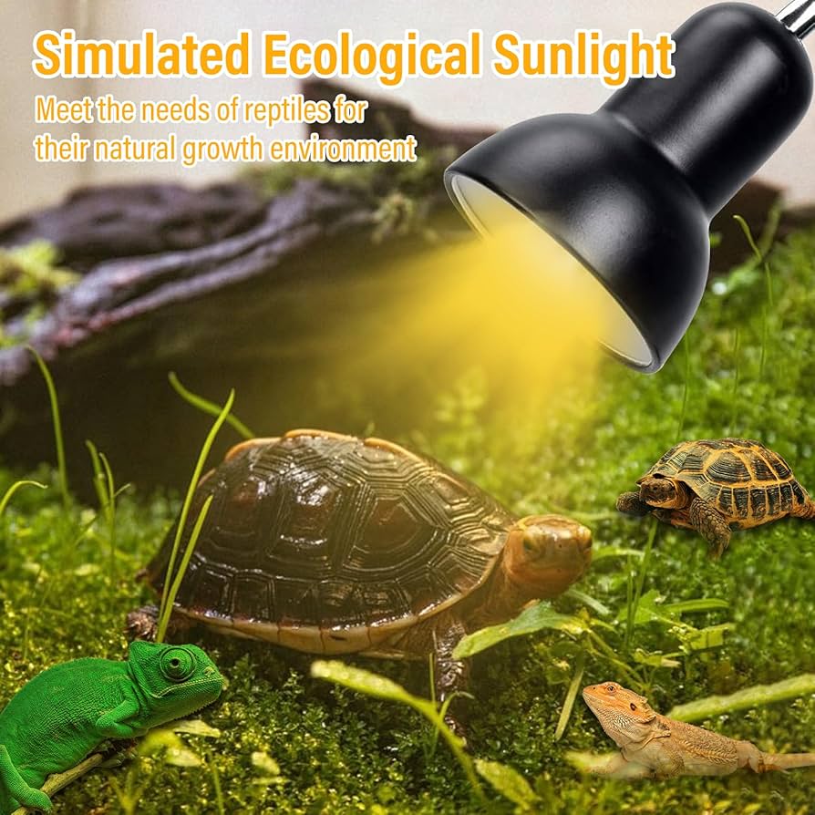 Tortoise Habitat Accessories Dual-Head UVAB Reptile Heat Lamp With