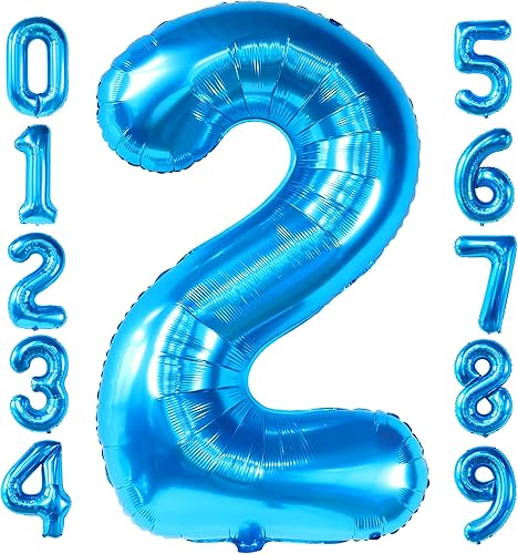 KatchOn, Globo azul del número 2  Grande, 50 pulgadas  Globos de segundo cumpleaños para niño, dos decoraciones geniales de fiesta de cumpleaños disponible en Yaxa Colombia