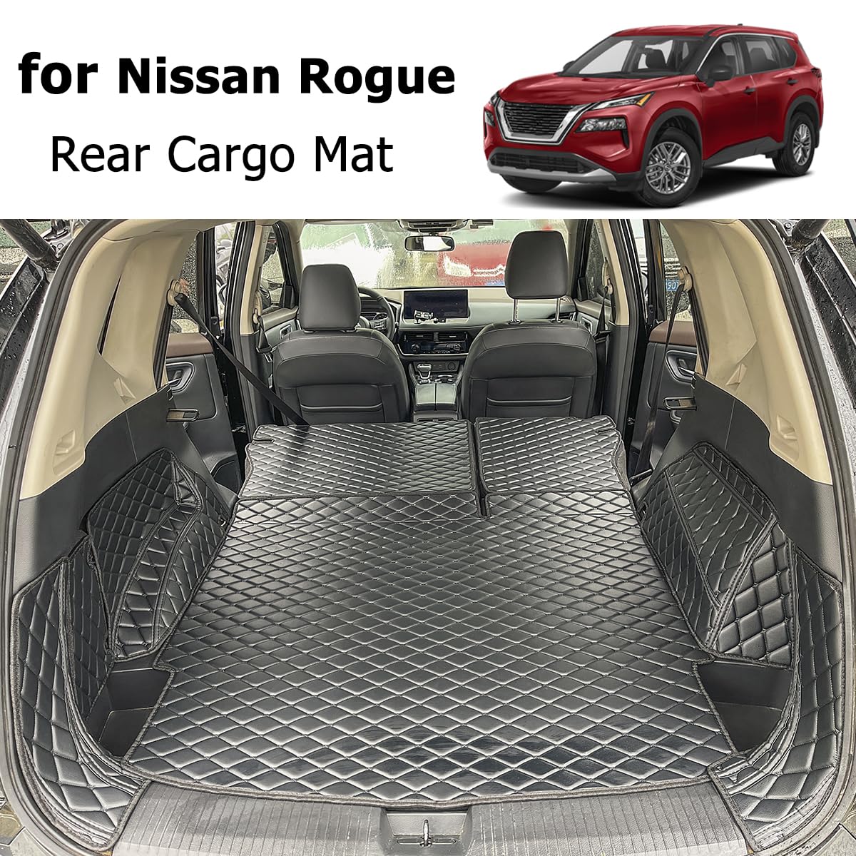 🚙 Alfombrillas Y Revestimiento De Maletero Semipersonalizados Para Nissan Rogue Sport 2020-2022 – OMAC Negro TPE