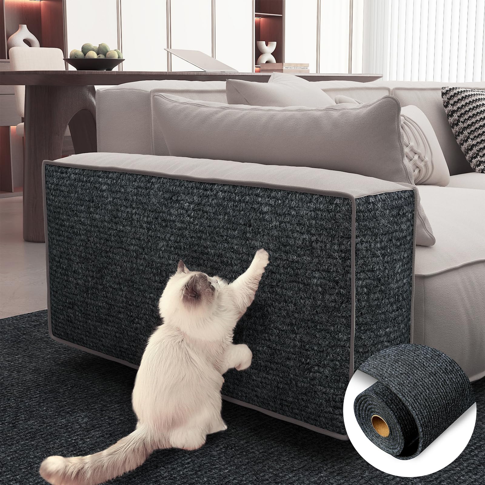 LaCheery 61 x 200,7 cm protezioni per mobili da gatti che graffiano il gatto, protezione per angoli del divano, tappetino antigraffio per gatti, tappetino autoadesivo tagliabile fai da te per animali