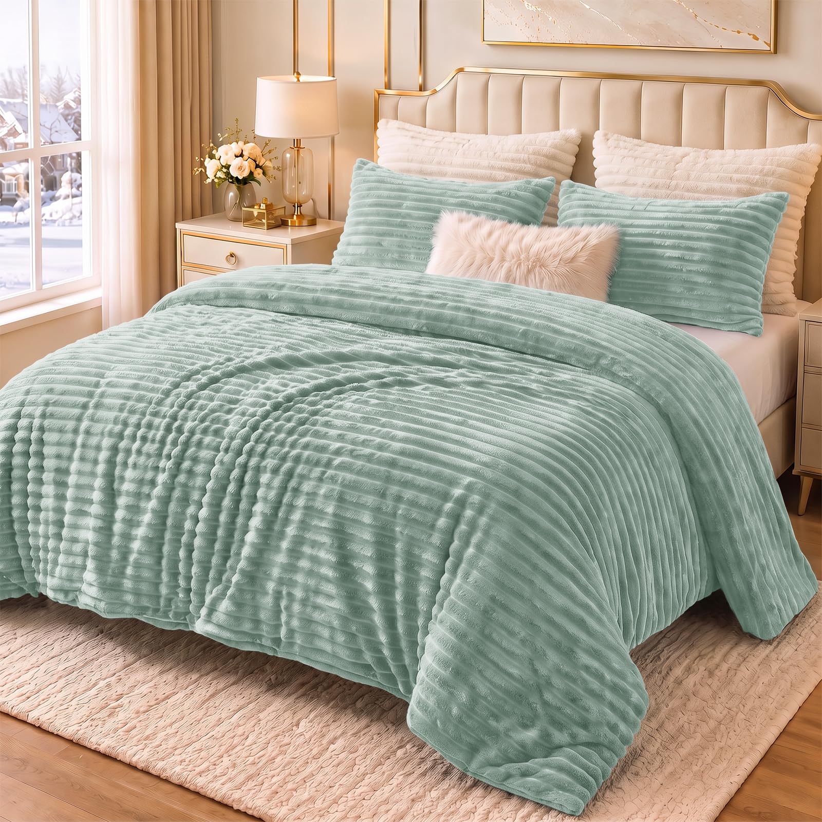 CozyLux Fleece Queen Comforter - Warm Winter Bedding -10 CozyLux Fleece Queen Comforter - Warm Winter Bedding -10