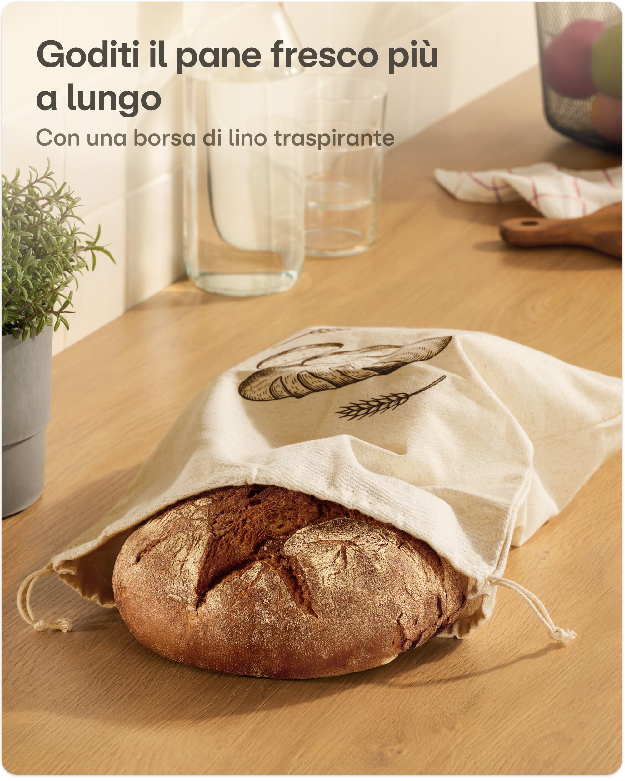 Praknu Pentola Ghisa 26 cm – Casseruola In Ghisa Set – con Cestino Lievitazione & Sacchetto Per Pane – Coperchio Incluso – 4,7 L Dutch Oven