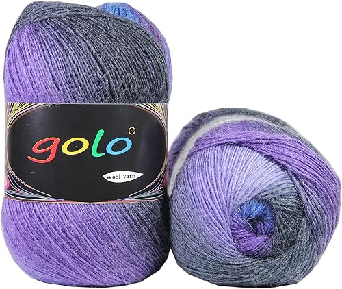 Hilados de lana de golo para tejer, 550 yardas, 0.22Iibras. Hilo Cachemire Multicolor Rainbow