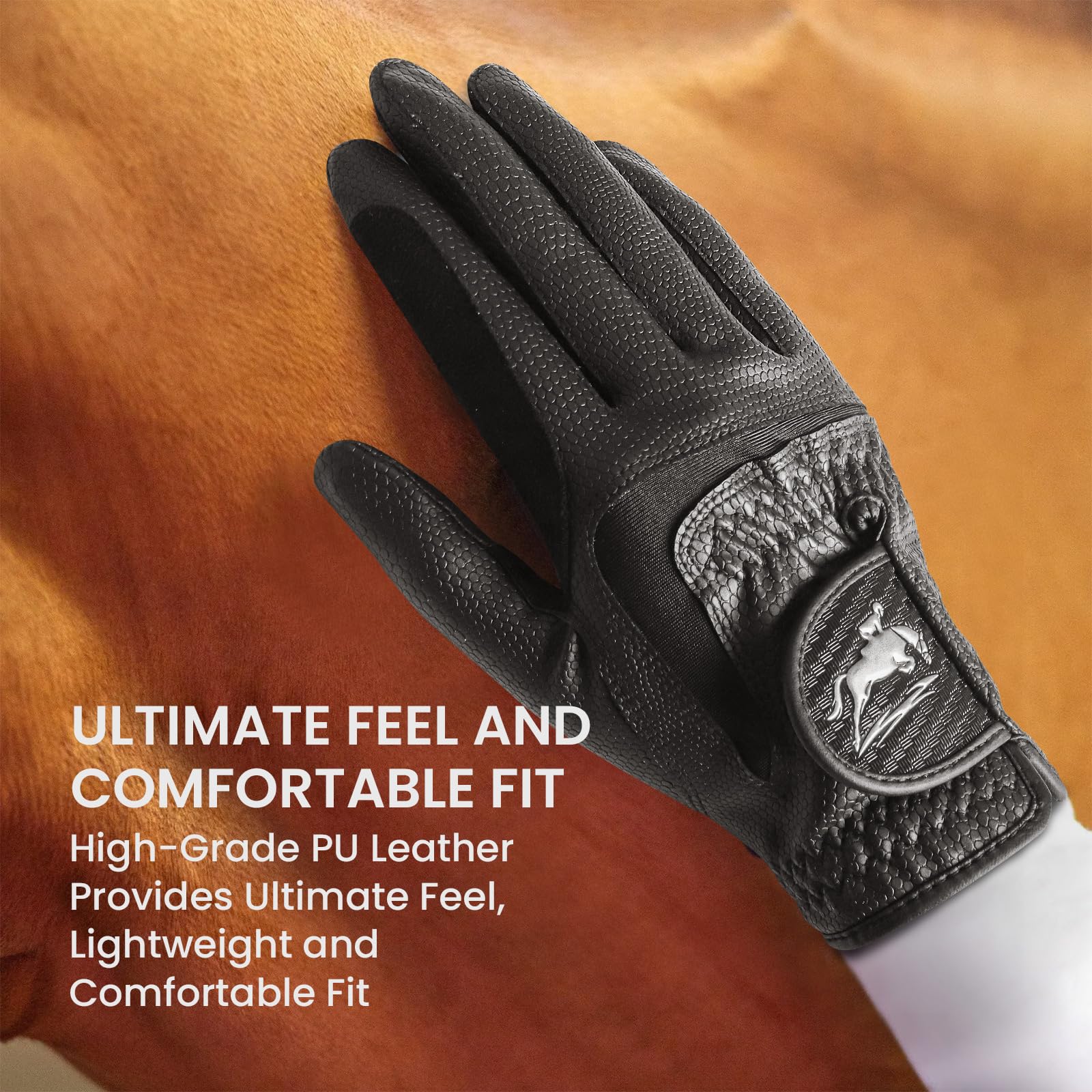 FINGER TEN Reithandschuhe Damen Handschuhe Reiten Synthetische Leder Schlange Haut Design Paar, Damen Reiten Handschuhe Stretch Stoff Griff Bequemer für die ganze Saison
