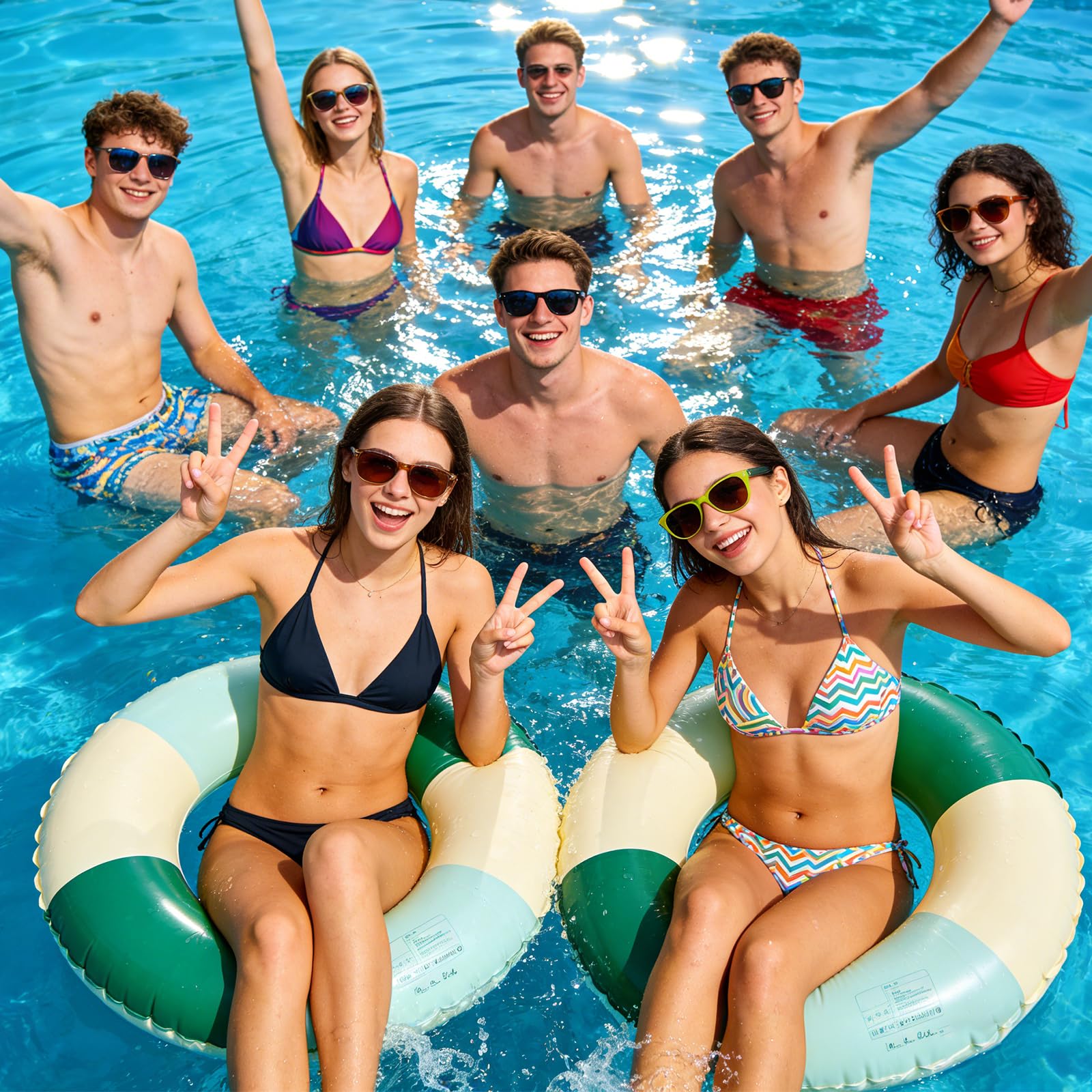 Inflatable Swimming Ring, Inflatable Pool Floats for Adults Durable Rubber Swimming Pool Tube - Image 4