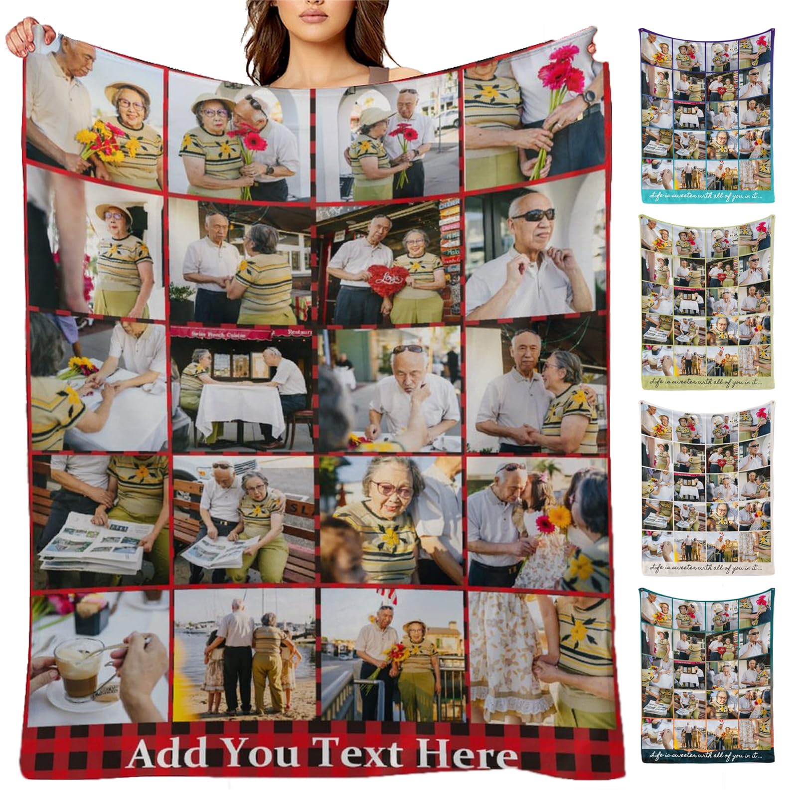 Custom Blanket with Photo Personalized Memorial Gifts, Customized Christmas Blankets Using My Own Pictures, Made in US, Unique Throws for Dad Mom