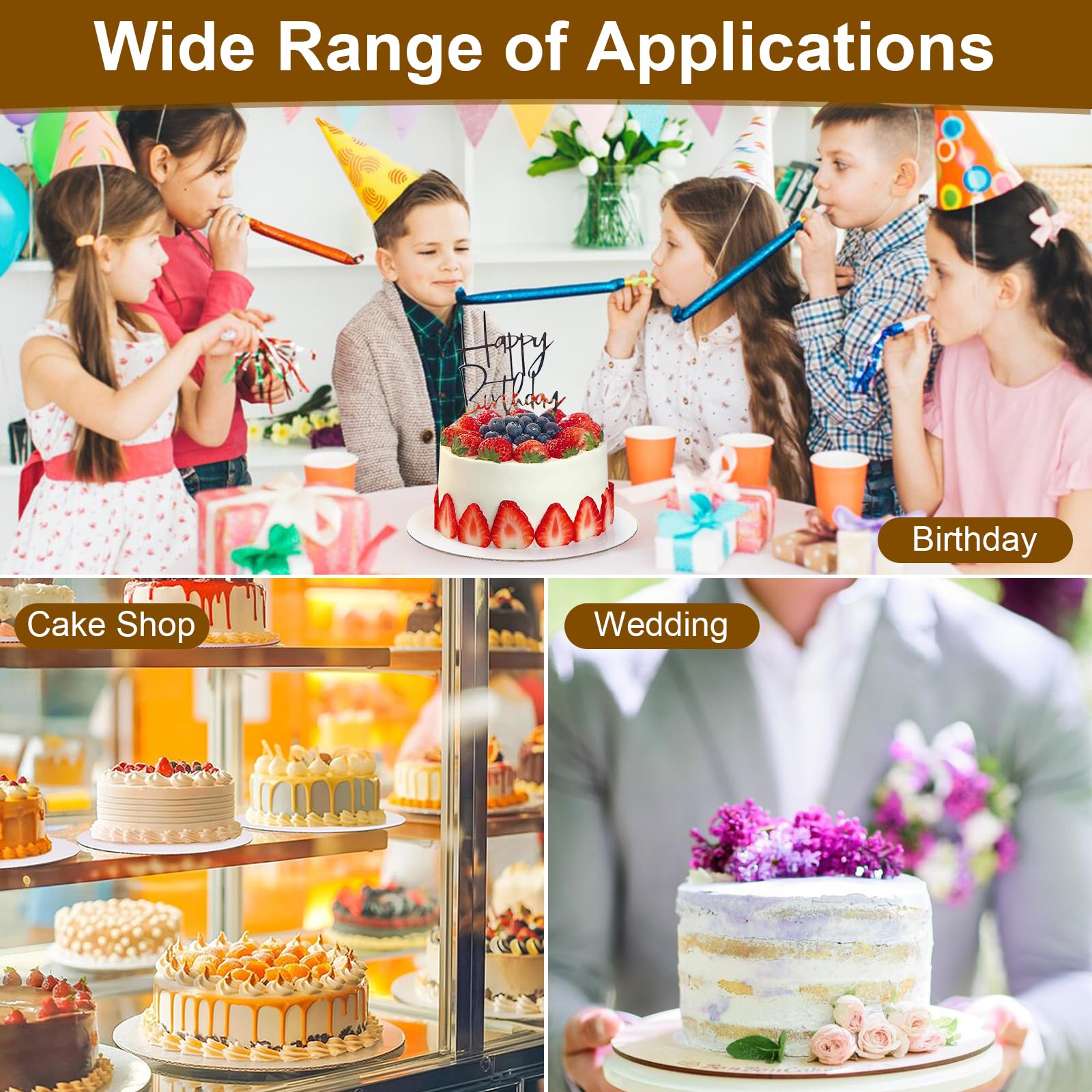 8 Pcs Cake Boards 10 inch Round, Food-Grade White Cake Board Rounds, Sturdy Cardboard Cake Circles Base Cakeboard, Waterproof and Oil-proof Cake Plate for Cake DIY, Dessert, and Crafts Display