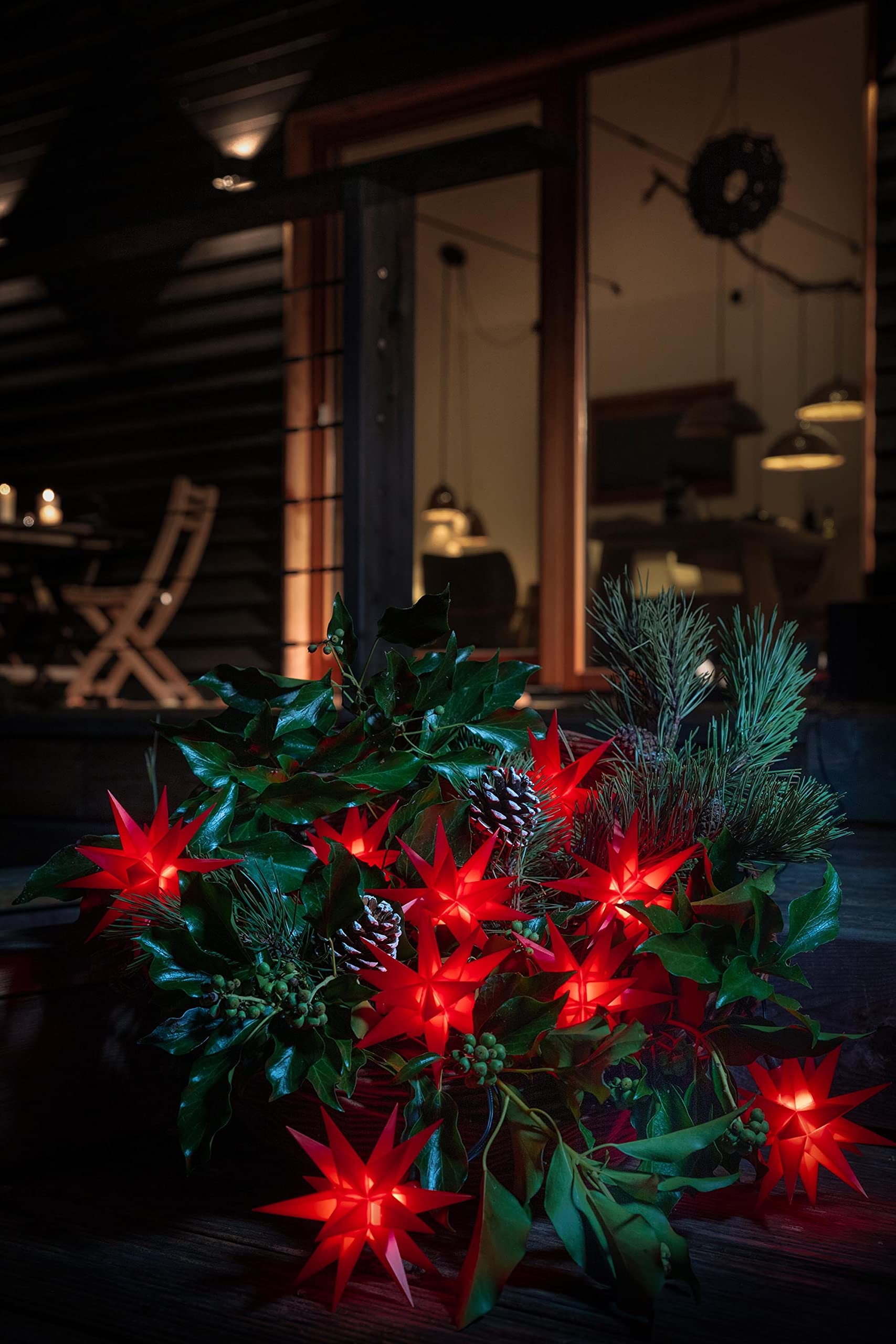 Novaliv Stella di Natale a LED, piccola, 12 cm, rosso, con telecomando e vano batteria per 3 batterie AA, timer da 6 ore, decorazione per interni, stella 3D, 18 punte, stella luminosa a LED