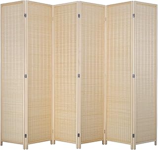 FDW Room Divider Bamboo Room Divider Wall Folding Privacy Wall Divider W...