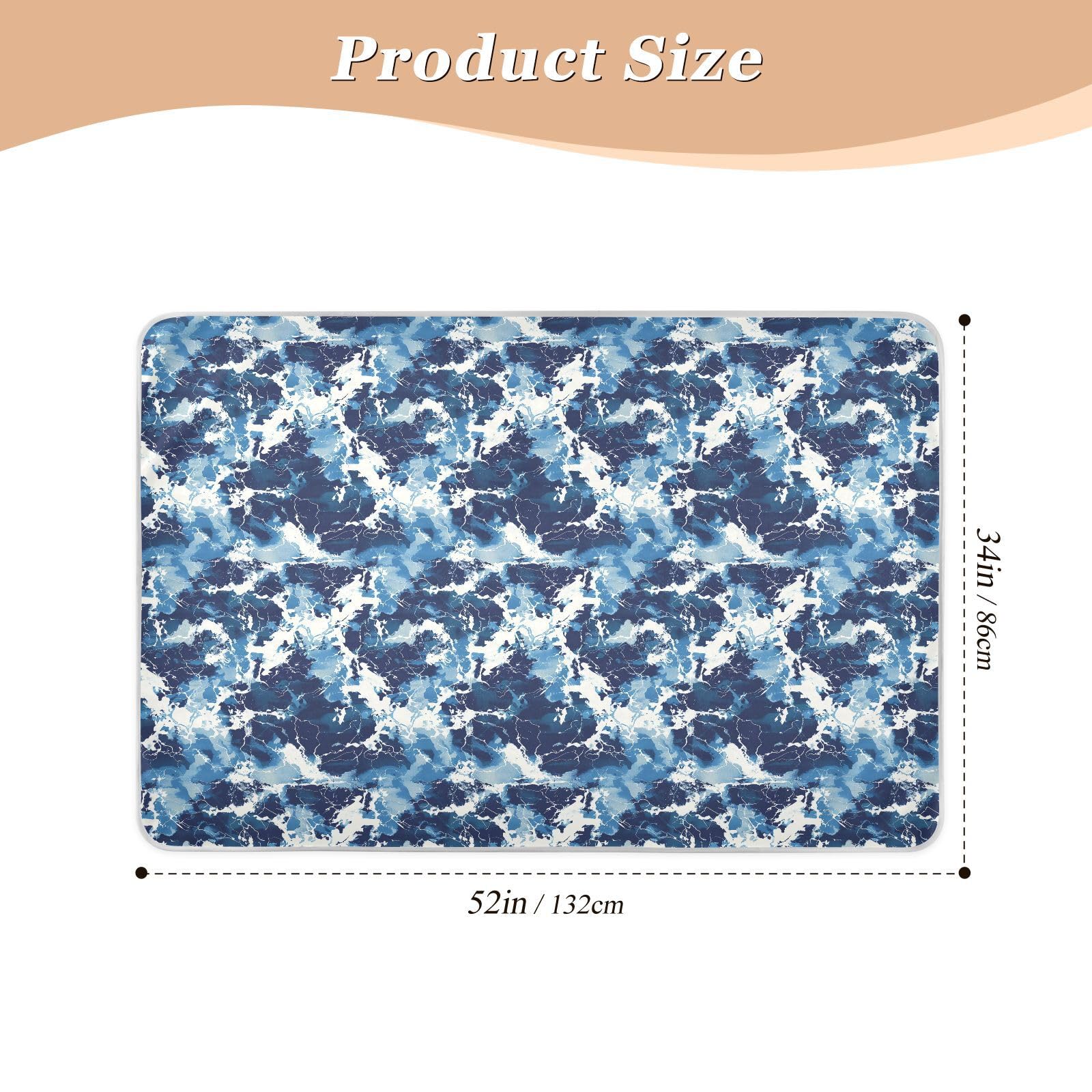 Navy Blue White Marble Pattern Potty Training Pee Pad Highly Absorbent Pets Potty Training Mat Non-Slip Pee Mats for Baby Toddler Children , 52