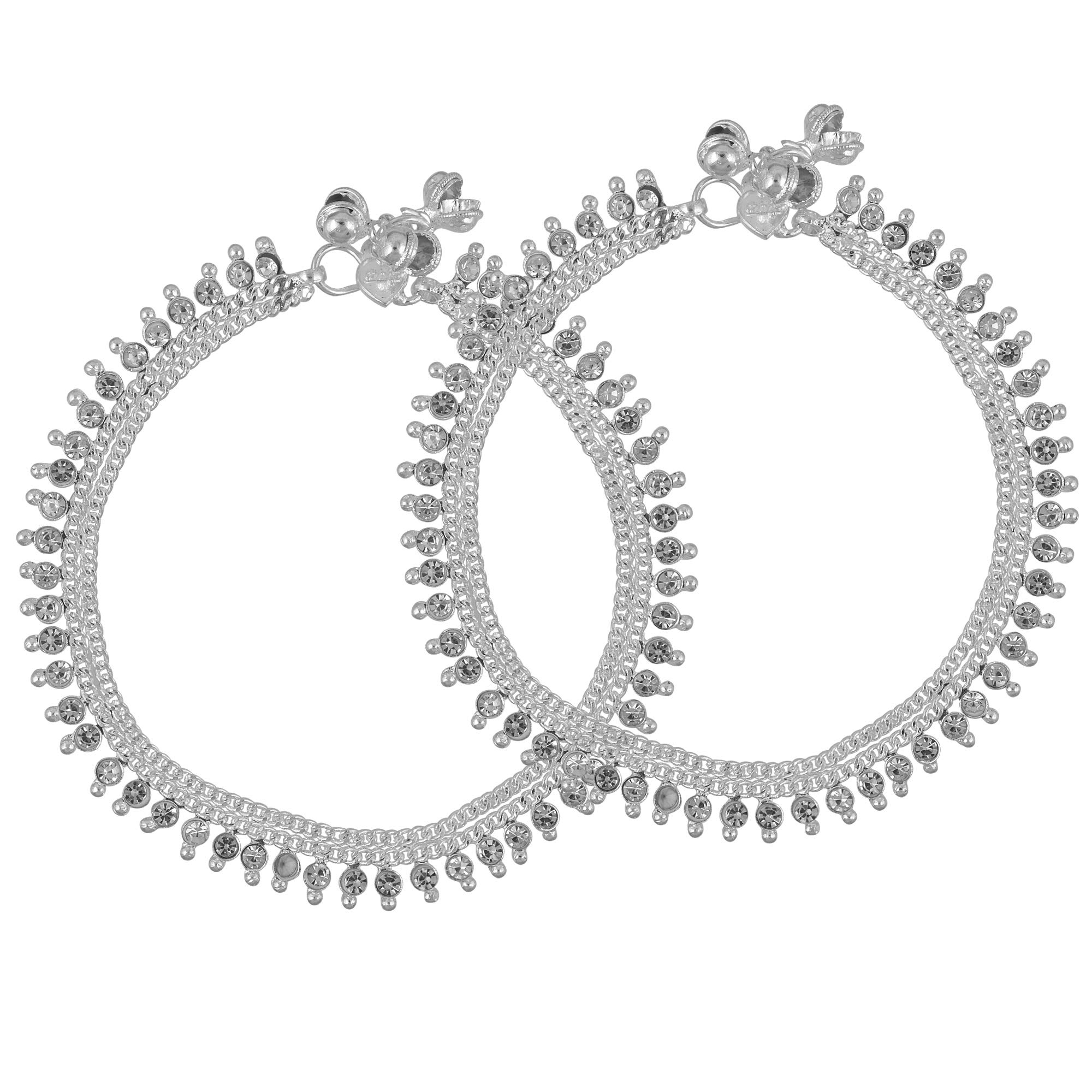 missmister: lifestyle for a grand life Missmister Silver plated White CZ traditional Payal Pajeb Anklet Women Ethnic (MM6349AKRM)-picture-36