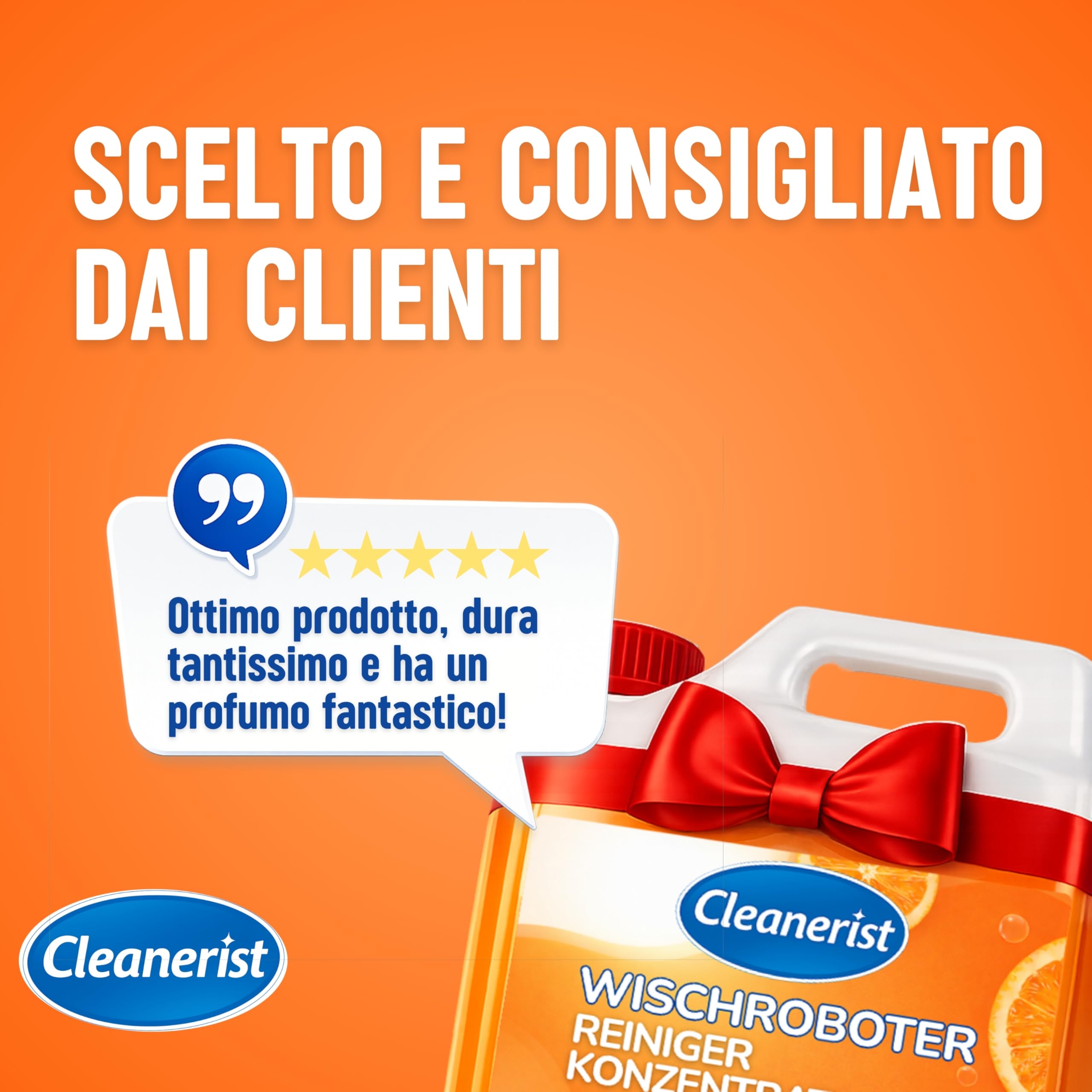 Cleanerist | 10L Detergente Robot Lavapavimenti Arancia (666 dosi) - 15ml su 300ml - Universale per tutti i modelli - Concentrato 1:20 - Senza aloni