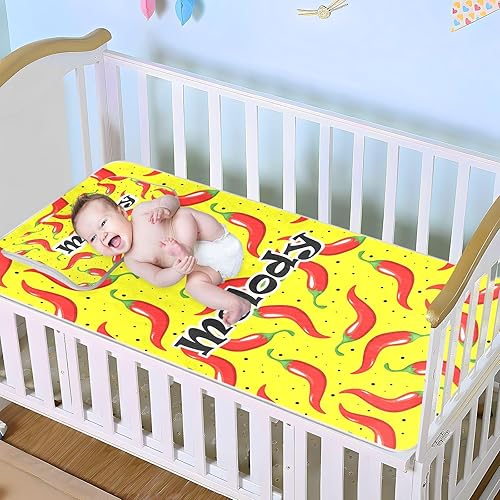 Miniatura 3 de Protector de colchón de cuna de chile picante rojo personalizado para niños y niñas, tapete de seda de hielo, protector de colchón para bebé,
